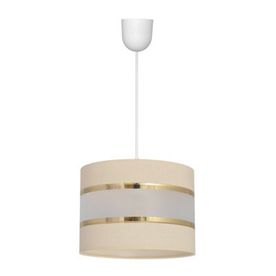 Luminosa Lighting Luminosa Helen Cylindrical Pendant Ceiling Light Ecru, Gold, White 20Cm - image 1