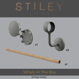 Stiley Living Sandstone Oak/textured Grey Stair Handrail Kit 1.2M, Wall Mounted Banister Rail, 10Yr Guarantee - thumbnail 2