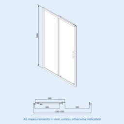 Nes Home Matt Black 1400 X 900mm Shower Sliding Door Frameless Glass Side Panel - thumbnail 6