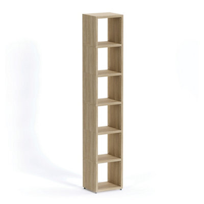 RB UK Boon 6 Cube Shelving Unit Eco-Friendly Bookcase Freestanding Heavy Duty Oak, Made In Austria (H)2180mm (W)380mm (D)330mm