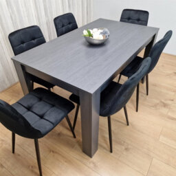 Kosy Koala Dining Table And 6 Chairs  Black Dark Grey 6 Black Velvet Chairs Wood Dining Set Furniture - thumbnail 8