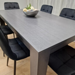 Kosy Koala Dining Table And 6 Chairs  Black Dark Grey 6 Black Velvet Chairs Wood Dining Set Furniture - thumbnail 5