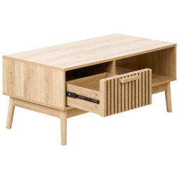 Wyld and Coco Nordicnest Coffee Table, Light Brown Engineered Wood Top, Pine Legs, 100 X 50 Cm, With Drawer - thumbnail 5