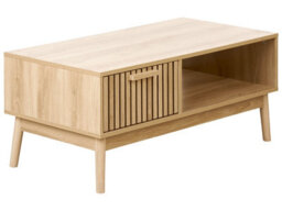 Wyld and Coco Nordicnest Coffee Table, Light Brown Engineered Wood Top, Pine Legs, 100 X 50 Cm, With Drawer - thumbnail 3