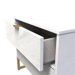 Tamworth Double 2 Drawer Bedside Cabinet In Marble (Ready Assembled) - thumbnail 5