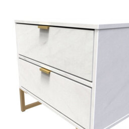 Tamworth Double 2 Drawer Bedside Cabinet In Marble (Ready Assembled) - thumbnail 4