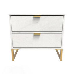 Tamworth Double 2 Drawer Bedside Cabinet In Marble (Ready Assembled)