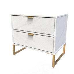 Tamworth Double 2 Drawer Bedside Cabinet In Marble (Ready Assembled) - thumbnail 3