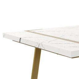 Beliani Dining Table Martynika White Marble 200 Cm 90 Cm - thumbnail 5