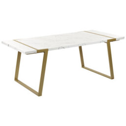 Beliani Dining Table Martynika White Marble 200 Cm 90 Cm - thumbnail 1