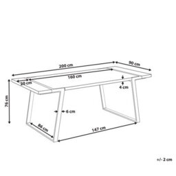 Beliani Dining Table Martynika White Marble 200 Cm 90 Cm - thumbnail 3