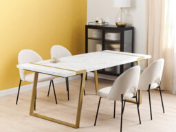 Beliani Dining Table Martynika White Marble 200 Cm 90 Cm - thumbnail 2