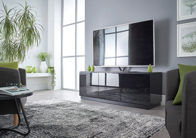 MMT Funiture Designs mmt Clear Glass Tv Stand 115Cm Wide For Up 32 40 50 55 Inch Led 4K Flat Screen Tv's - image 1