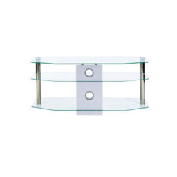 MMT Funiture Designs mmt Clear Glass Tv Stand 115Cm Wide For Up 32 40 50 55 Inch Led 4K Flat Screen Tv's - thumbnail 3
