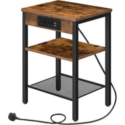 3Tier Coffee Table Side Table Bedside Table With Charging Station Nightstand - thumbnail 6