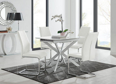 Furniturebox Uk Lira 100 Extending Dining Table And 4 White Lorenzo Chairs - image 1