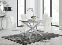 Furniturebox Uk Lira 100 Extending Dining Table And 4 White Lorenzo Chairs - thumbnail 1
