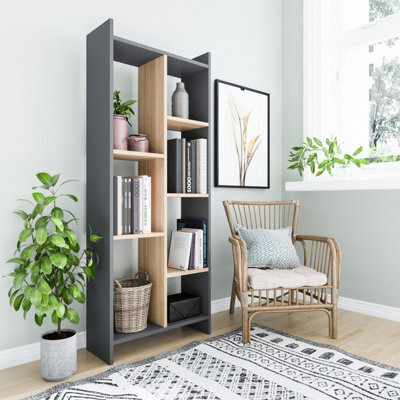 Decorotika Eden 7-Tier Bookcase Anthracite Oak - image 1