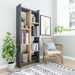 Decorotika Eden 7-Tier Bookcase Anthracite Oak