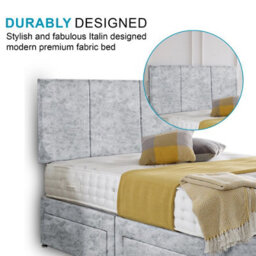 Dining Tables Chelsea Headboard Divan Set, 2 Drawer On Same Side With Sprung 1500 Comfort Mattress - Crushed Velvet Silver - King - thumbnail 3