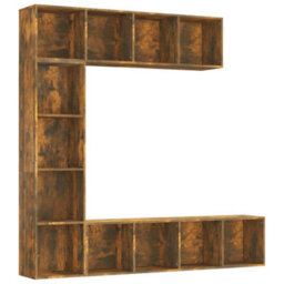 Berkfield 3 Piece Book/tv Cabinet Set Smoked Oak 180X30X180 Cm - thumbnail 2