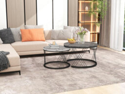 Btm Round Coffee Table Set Of 2 With Marble Pattern Top Metal Frame White And Black For Living Room Bedroom - thumbnail 5