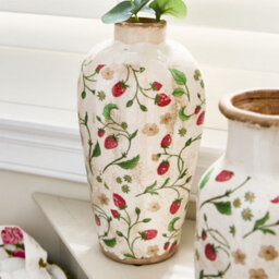 Dibor Vintage Style Strawberry Ceramic Spring Flower Pot Urn Vase - thumbnail 1
