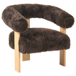 Wyld and Coco Retronest Dark And Light Brown Faux Fur 2-Seater Sofa And Armchair Set, Compact Vintage Style - thumbnail 6