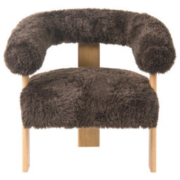 Wyld and Coco Retronest Dark And Light Brown Faux Fur 2-Seater Sofa And Armchair Set, Compact Vintage Style - thumbnail 7