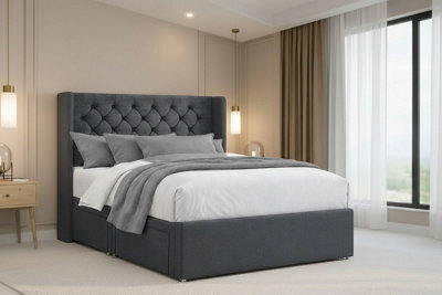 "Nexus Windsor Plush Divan, Steel, 54"" Winged Hb, No Drawers, Open Coil Mattress, Super King" - image 1