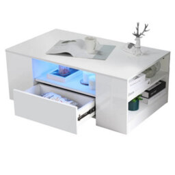 Led Coffee Table Wooden 2 Drawer Storage High Gloss Modern - thumbnail 6