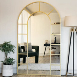 Jōbū Jobu Home - Mio - Full Length Black Metal Arched Window Mirror - 200Cm X 120Cm