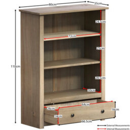 Lassic Vida Designs Panama Solid Pine 1 Drawer Bookcase Freestanding Shelving Unit (H)1100mm (W)800mm (D)350mm - thumbnail 3