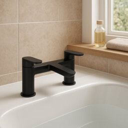 Plum&clay Complete Bathroom Suite Black Taps 500mm White Wall Hung Vanity Unit Bath Shower Screen Toilet Waste - thumbnail 4