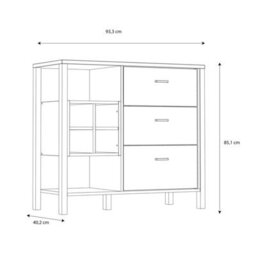 Wyld Haus Yokohama 3-Drawer Display Chest In Matte Black And Riviera Oak - thumbnail 9