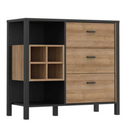 Wyld Haus Yokohama 3-Drawer Display Chest In Matte Black And Riviera Oak - thumbnail 3