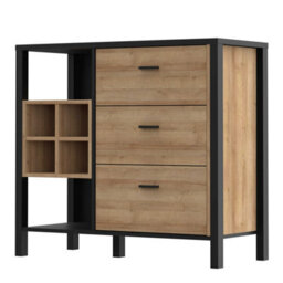 Wyld Haus Yokohama 3-Drawer Display Chest In Matte Black And Riviera Oak - thumbnail 5