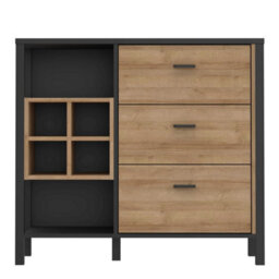 Wyld Haus Yokohama 3-Drawer Display Chest In Matte Black And Riviera Oak - thumbnail 4