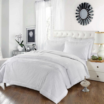 Homespace Direct Ltd Elsatex Highgrove White Embroidered Duvet Cover Set Luxury Themed Super King Bedding - image 1