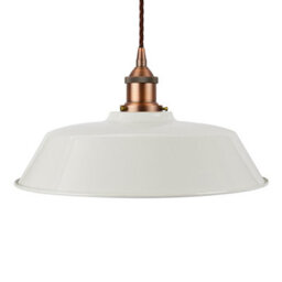 Pale Grey Chancery Painted Dome Pendant Light With Matt Antique Copper Lamp Holder And Brown Twisted Cable - Se Home - thumbnail 1
