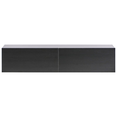 Wyld And Coco Wall-Mounted Tv Stand Black For Tvs Up To 55 Inch With Two Concealed Cabinets Minimalist Design - image 1