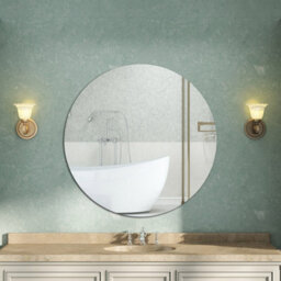 AVER-GROWTH Round Frameless Wall Mirror For Bathroom Bedroom Living Room Make Up Home Decorative Mirrors Wall Mounted With Wall Fittings 800mm - thumbnail 1