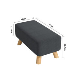 Darphe Modern Dark Grey Linen Footstool With Pine Wood Legs Upholstered Ottoman Bench - thumbnail 2