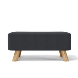 Darphe Modern Dark Grey Linen Footstool With Pine Wood Legs Upholstered Ottoman Bench - thumbnail 4