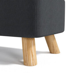 Darphe Modern Dark Grey Linen Footstool With Pine Wood Legs Upholstered Ottoman Bench - thumbnail 5