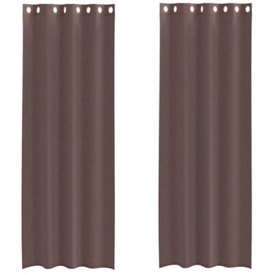 Berkfield Durable Voile Curtains With Grommets 2 Pcs Brown 140X300 Cm