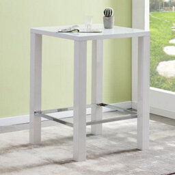 Furniture in Fashion Jam Square Glass White Gloss Bar Table With 2 Coco Grey Stools - thumbnail 2