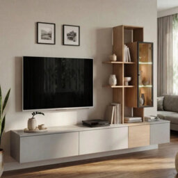 Arte Leo Entertainment Unit Arctic Grey Oak Cremona With Led For Tvs Up To 70In