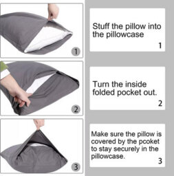 Ameha Grey 100% Microfiber Pillow Cases Soft Standard Pillowcase Envelope Closure Breathable Pillow Cover 2 Pair(50X75 Cm) - thumbnail 9