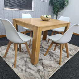 Kosy Koala Dining Table And 4 White Chairs Padded Cushioned Seats Chairs Oak Effect Wood Table Set 4 (140X80X75Cm) - thumbnail 9